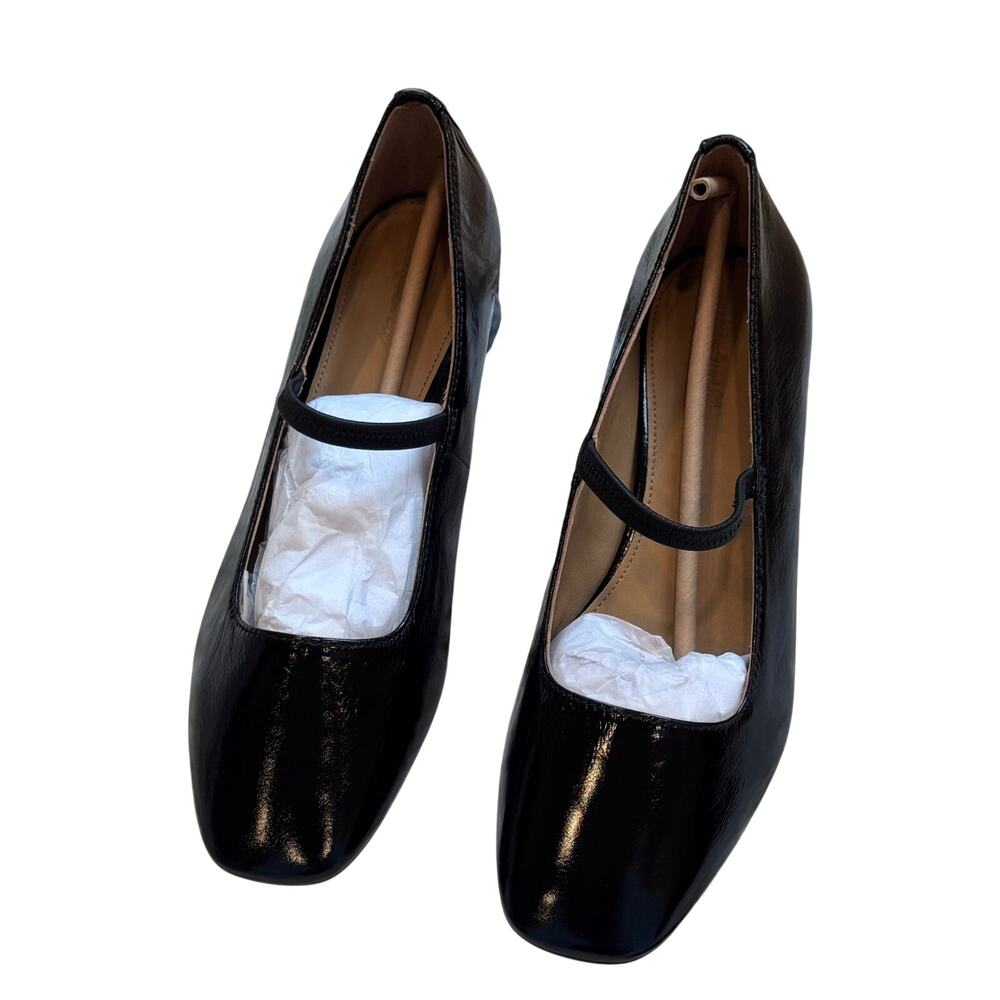 Madewell The Greta Leather Pump Shoes square Toe True Black Size 7.5 NWOT - Picture 5 of 10